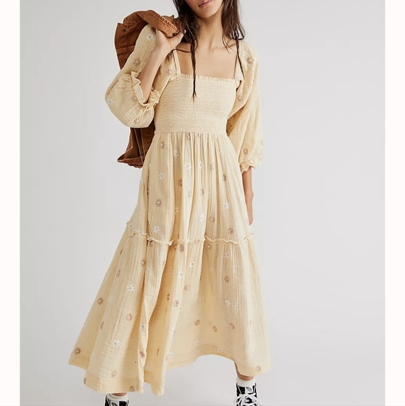 Free People Dresses Dahlia Embroidered Maxi Dress Poshmark